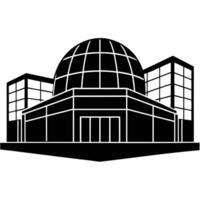 A black and white illustration of a building with a dome vector