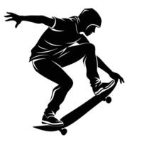 A silhouette of a man riding a skateboard vector