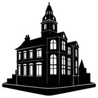A black and white illustration of a building vector