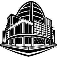 A black and white drawing of a building vector
