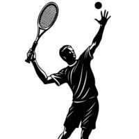 Tennis player with racket and ball vector