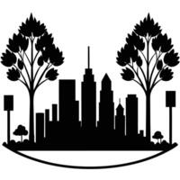 A city with trees and buildings in the background vector