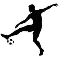 Silhouette of a soccer player kicking the ball vector