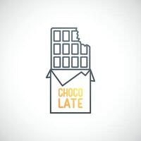 Bitten chocolate bar icon on white background. vector