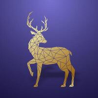 Majestic deer stands on purple background. vector