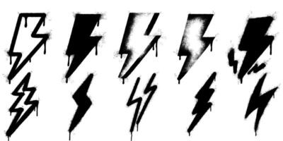 Set of Graffiti electric lightning bolt symbol Sprayed isolated with a white background . vector
