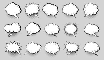Speech bubble set with black halftone shadow effects. Illustration vector