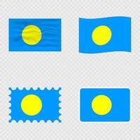 Palau national flag in four different styles. vector