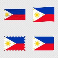Philippines national flag in four different styles. vector