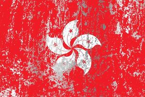Hong Kong flag with grunge effect. vector