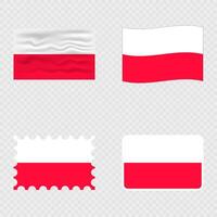 Poland national flag in four different styles. vector