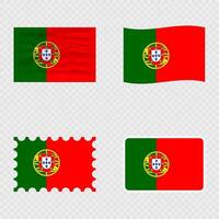 Portugal national flag in four different styles. vector