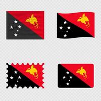 Papua New Guinea national flag in four different styles. vector