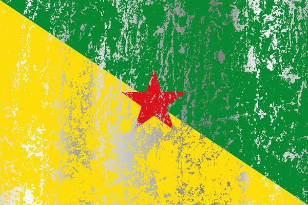French Guiana flag with grunge effect.