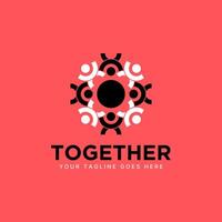 happy active flip hand people rotation partnership to teamwork success career vector