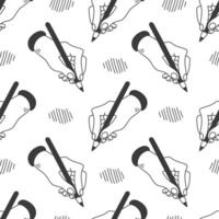Writing Hand Holding Pencil Seamless Pattern vector