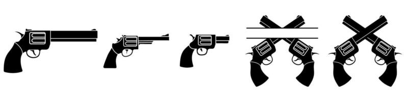 Revolver gun icon set. Flat illustration of Revolver gun icons for web vector