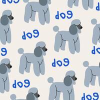 Retro pattern with cute cartoon poodle dogs. Print for fabric. illustration vector