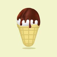Chocolate Drizzle Ice Cream Cone vector
