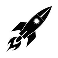 Rocket Icon with Flame and Tail, Symbolizing Speed, Launch, and Innovation vector
