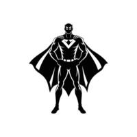 Dynamic Superhero Silhouette with Cape, Strong Pose, and Symbol for Power, Heroism, and Strength vector