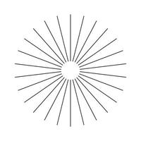 Radial circle lines. Circular lines element. Symbol of Sun star rays. Spoke with radiating stripes. Abstract illusion geometric shape. Starburst radial stripes. Flat design pattern. vector