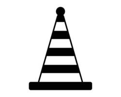 Black and White Traffic Cone Icon on White Background for Safety and Construction Themed Design Projects vector