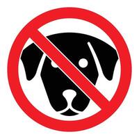 Prohibition Sign Featuring Dog Silhouette with Red Circle and Slash, No Pets Allowed Message for Public Areas vector