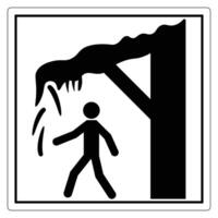 Caution Sign of Falling Ice with Stick Figure Walking Under Tree, Warning for Outdoor Activity Safety vector