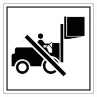 Black and White Forklift Operation Caution Sign with Heavy Load and Driver Illustration vector