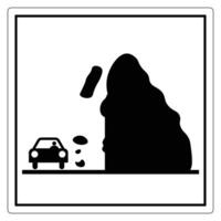 Caution Sign for Falling Rocks Near Roadway, Warning Drivers to Stay Alert and Stay Safe vector