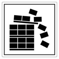 Hazard Sign Featuring Unstable Load Warning with Falling Blocks and Pallet Representation vector