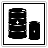 Black Outline Icon of Stacked Drums and Single Drum Representing Storage Containers and Industry Use vector
