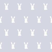 White Rabbit Silhouette Isolated on Soft background. Baby Nappy Print Swatch, Childish Textile Seamless Fabric Pattern Background. Easter mascot Bunny Symbol for Holiday Gift Wrapping Paper Design. vector