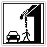 Warning Sign Indicating Potential Water Hazard in Urban Area with Car and Pedestrian Illustrations vector