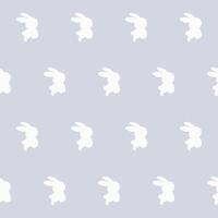 White Rabbit Silhouette Isolated on Soft background. Baby Nappy Print Swatch, Childish Textile Seamless Fabric Pattern Background. Easter mascot Bunny Symbol for Holiday Gift Wrapping Paper vector