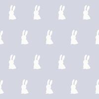 White Rabbit Silhouette Isolated on Soft background. Baby Nappy Print Swatch, Childish Textile Seamless Fabric Pattern. Easter mascot Bunny Symbol for Holiday Gift Wrapping Paper Design. vector
