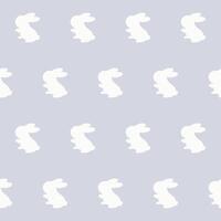 White Rabbit Silhouette Isolated on Soft background. Baby Nappy Print Swatch, Childish Textile Seamless Fabric Pattern Background. Easter mascot Bunny Symbol for Wrapping Paper Design. vector