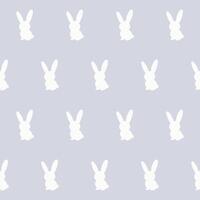 White Rabbit Silhouette Isolated on Soft background. Baby Nappy Print Swatch, Childish Textile Seamless Fabric Pattern Background. Easter mascot Bunny Symbol for Holiday Gift Wrapping Design. vector