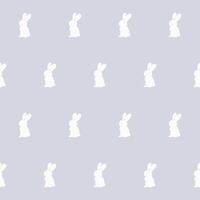 White Rabbit Silhouette on Soft background. Baby Nappy Print Swatch, Childish Textile Seamless Fabric Pattern Background. Easter mascot Bunny Symbol for Holiday Gift Wrapping Paper Design. vector