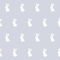 White Rabbit Silhouette Isolated on Soft background. Baby Nappy Print Swatch, Childish Textile Seamless Fabric Pattern Background. Easter mascot Bunny Symbol Wrapping Paper Design. vector