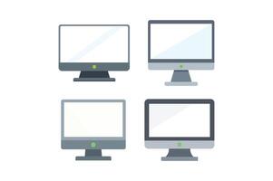 Flat Design Computer Monitor Icon Set, computer monitor icon, desktop monitor flat icon, computer display , digital screen vector