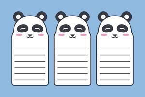 Kawaii Panda Notepad. Cute To-Do List and Planner Template vector