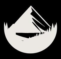 A mountain and a lake are shown in a circle vector