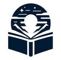 An open book with a moon and stars on white. vector