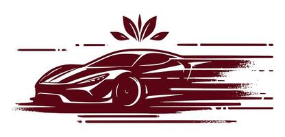 A car with a leaf on it in a red and white color vector