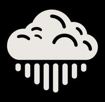 A black and white icon of a cloud with rain vector