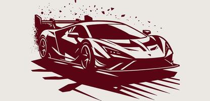 A racing car is shown in a red and white color on grey. vector