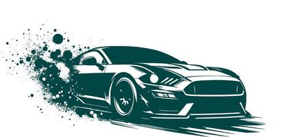 A racing car is shown in a splash on white. vector