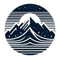 A mountain and waves in a circle vector